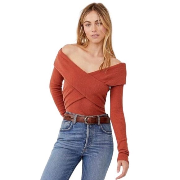 FREE PEOPLE Marley Off The Shoulder Ribbed Top - Picture 1 of 3